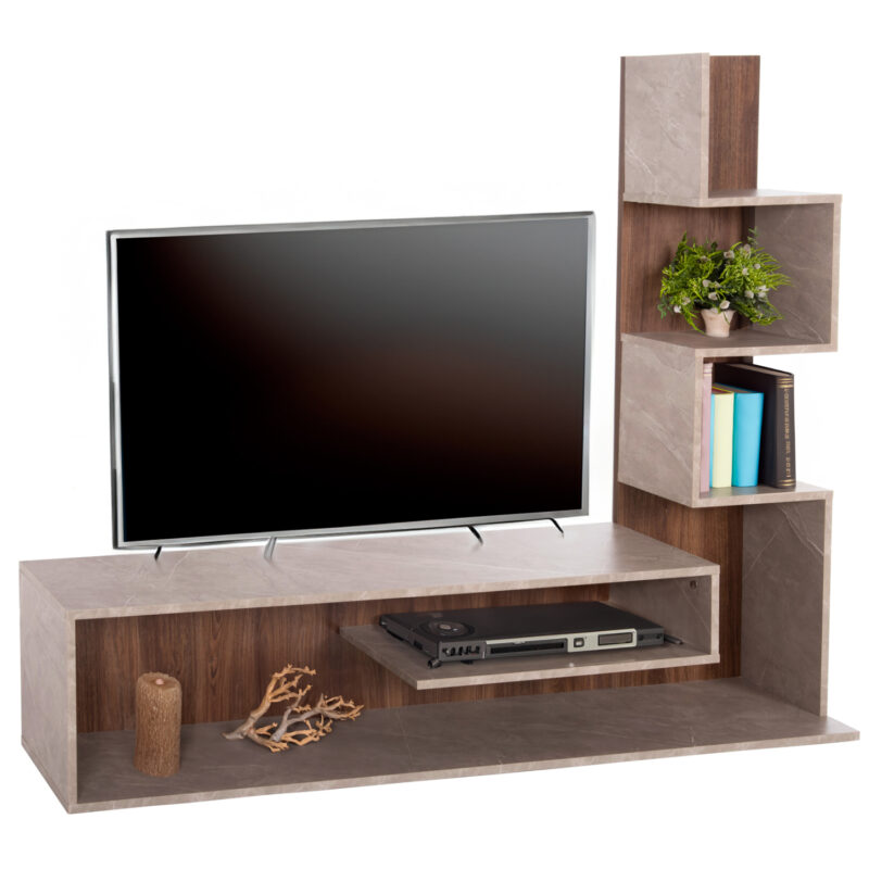 ΣΥΝΘΕΤΟ ΤΗΛΕΟΡΑΣΗΣ EDELIE HM8908.14 ΜΕΛΑΜΙΝΗ ΓΚΡΙ STONE TEXTURE-ΦΥΣΙΚΟ 150x29,5x120Υεκ.