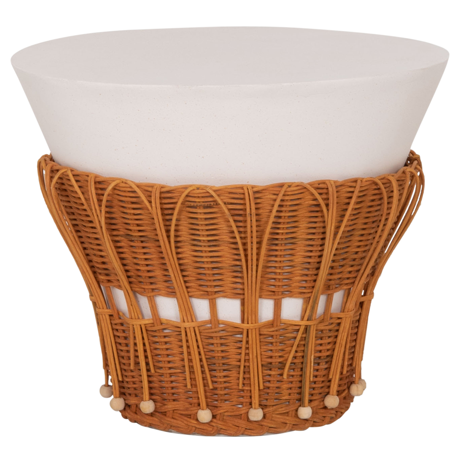 ΤΡΑΠΕΖΙ ΒΟΗΘΗΤΙΚΟ PERRAL HM18164.02S FIBER CEMENT ΛΕΥΚΟ-ΦΥΣΙΚΟ RATTAN--Φ42x36Υεκ