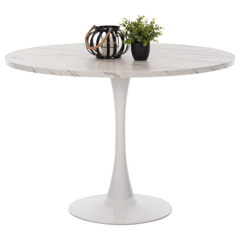 ΤΡΑΠΕΖΙ ΤΡΑΠΕΖΑΡΙΑΣ ROLLO HM9422.11 ΣΤΡΟΓΓΥΛΟ WHITE MARBLE Φ120x74Yεκ.