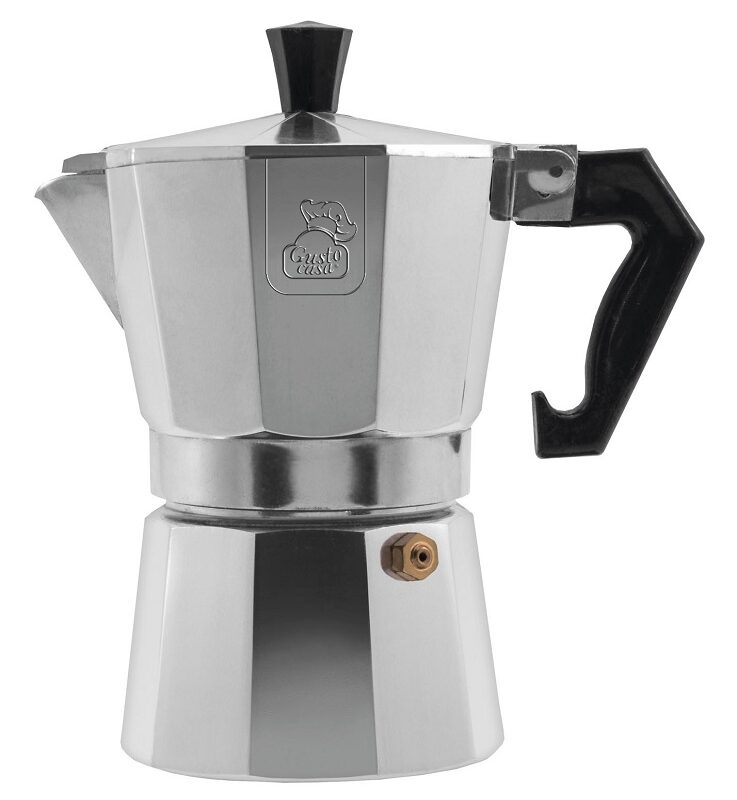 Καφετιέρα Espresso 2 Φλυτζανιών Με Λαβή Βακελίτη Ασημί/Μαύρο Αλουμίνιο
