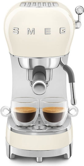 Smeg 50's Style Μηχανή Espresso 1350W Πίεσης 15bar Cream ECF02CRUK