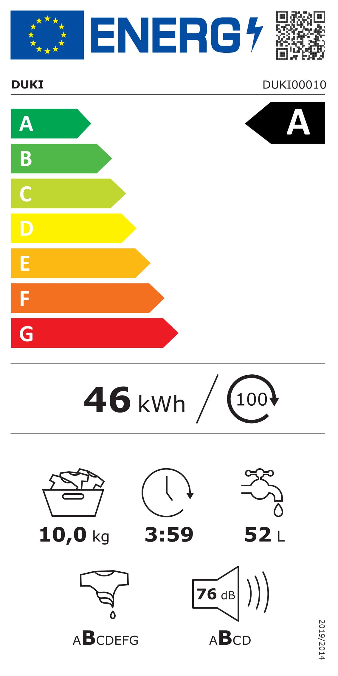 DUKI DK-10 Πλυντήριο Ρούχων 10kg, 1400 Στροφών, με Ατμό, Α, Λευκό - Image 4