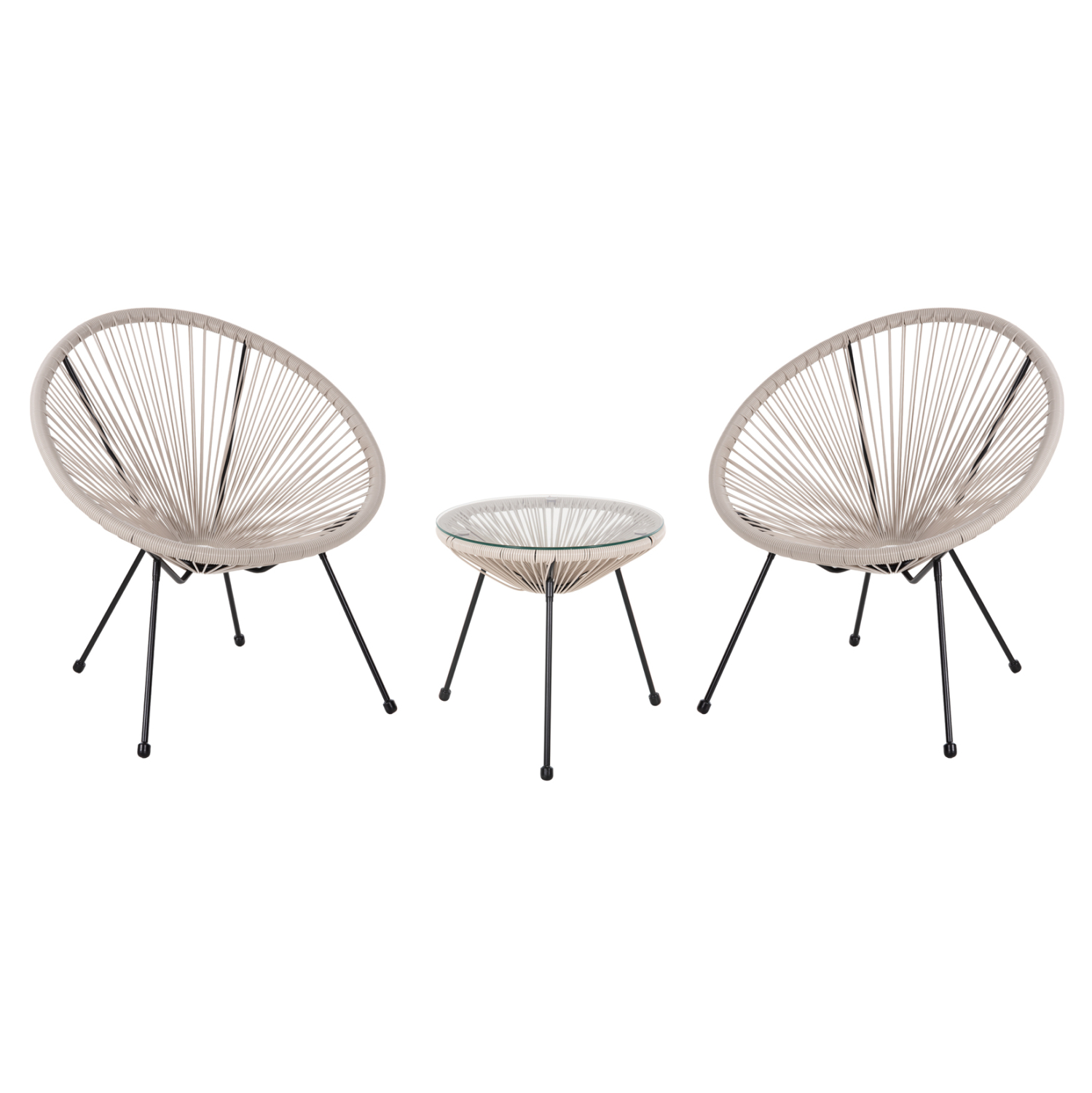 ΣΕΤ ΕΞΩΤΕΡΙΚΟΥ ΧΩΡΟΥ 3ΤΜΧ ACAPULCO HM11861.03 P.E.RATTAN ΕΚΡΟΥ-ΜΕΤΑΛΛΟ ΣΕ ΜΑΥΡΟ
