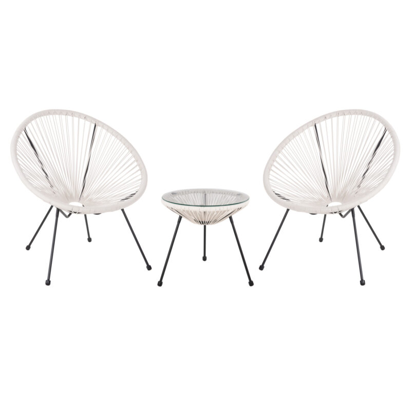 ΣΕΤ ΕΞΩΤΕΡΙΚΟΥ ΧΩΡΟΥ 3ΤΜΧ ACAPULCO HM11861.12 P.E.RATTAN ΛΕΥΚΟ-ΜΕΤΑΛΛΟ ΣΕ ΜΑΥΡΟ