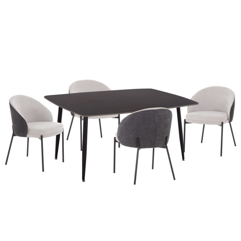 ΣΕΤ ΤΡΑΠΕΖΑΡΙΑΣ 5ΤΜΧ DETTON HM10940.01 ΚΕΡΑΜΙΚΟ TOP--ΥΦΑΣΜΑ ΓΚΡΙ & ΜΕΤΑΛ.ΠΟΔΙΑ ΜΑΥΡΑ