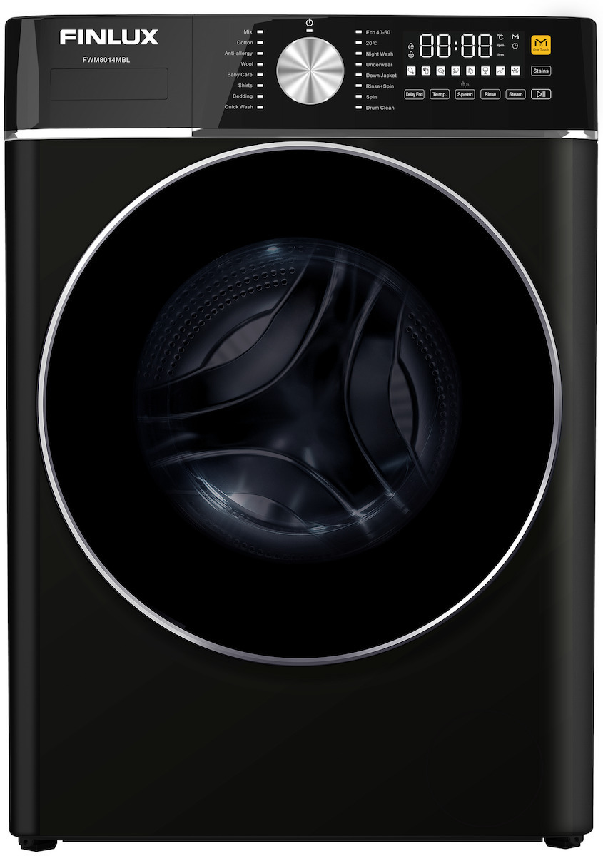 Finlux Πλυντήριο Ρούχων 8kg 1400 Στροφών Μαύρο FWM8014MBL  με Ατμό, Α